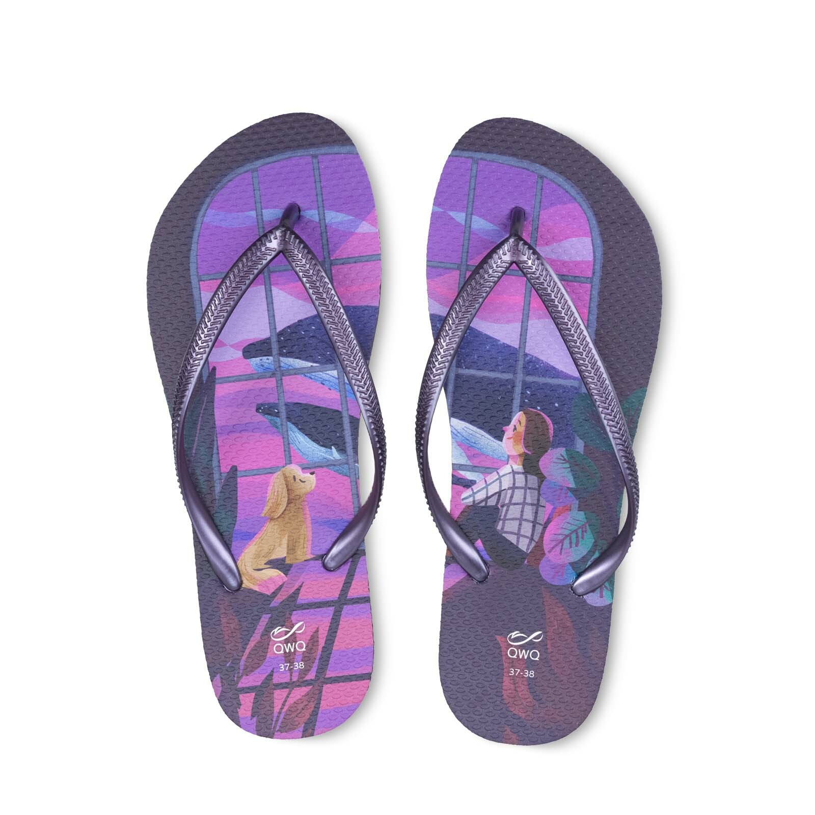 阿脆Astrid 最美的夢境 女款細帶人字夾腳拖鞋 星空紫