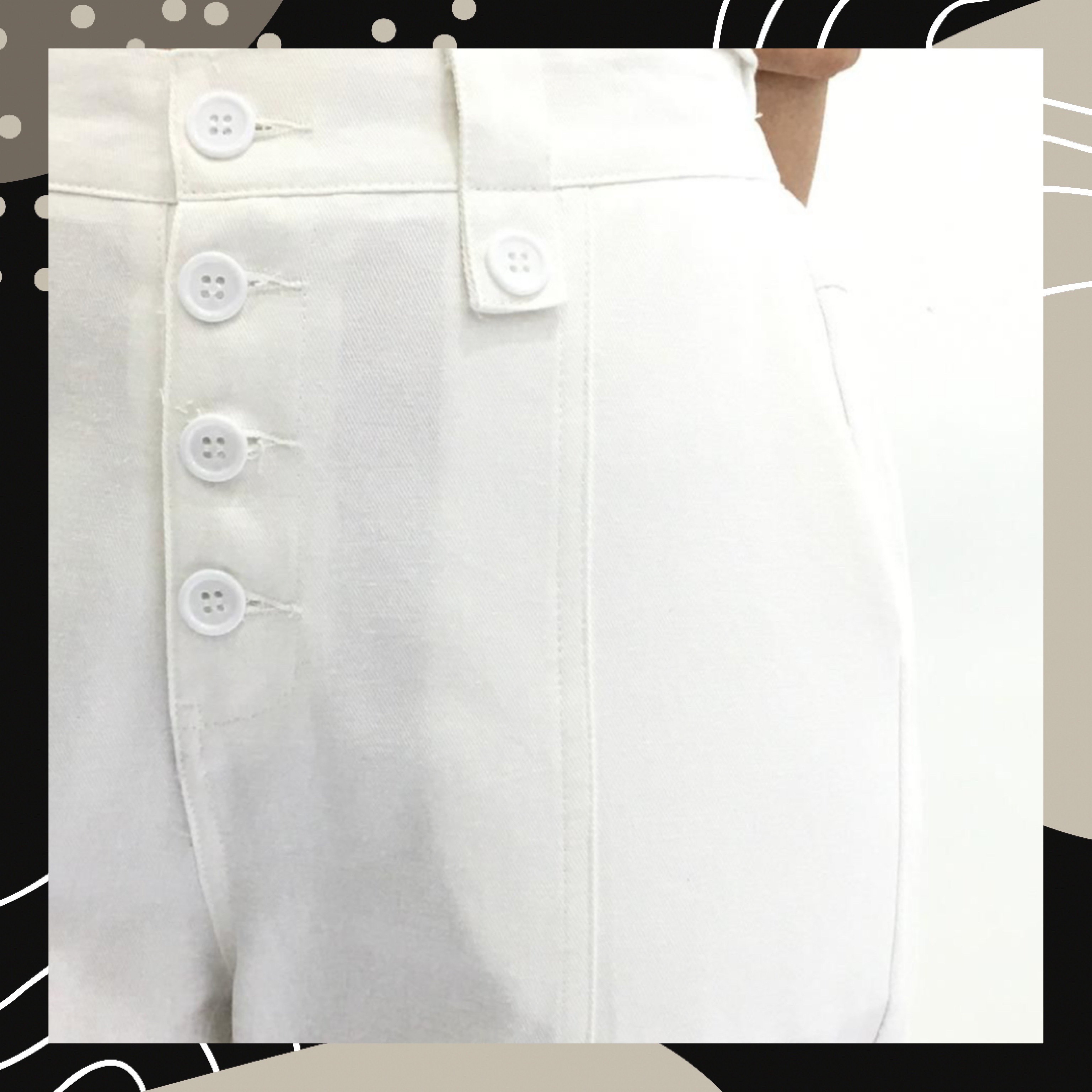 【BONNIE】排鈕斜布褲