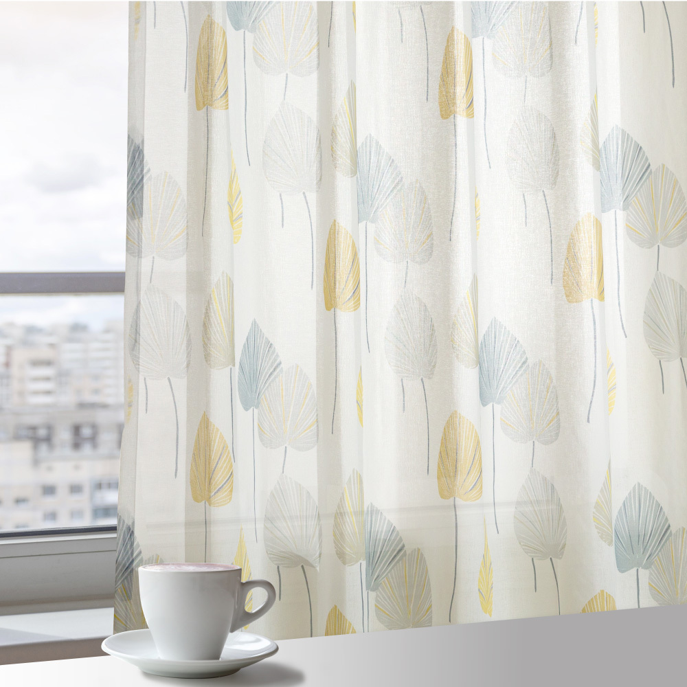 MIT手工│透光窗紗窗簾│半窗落地窗│夏日荷塘│織帶