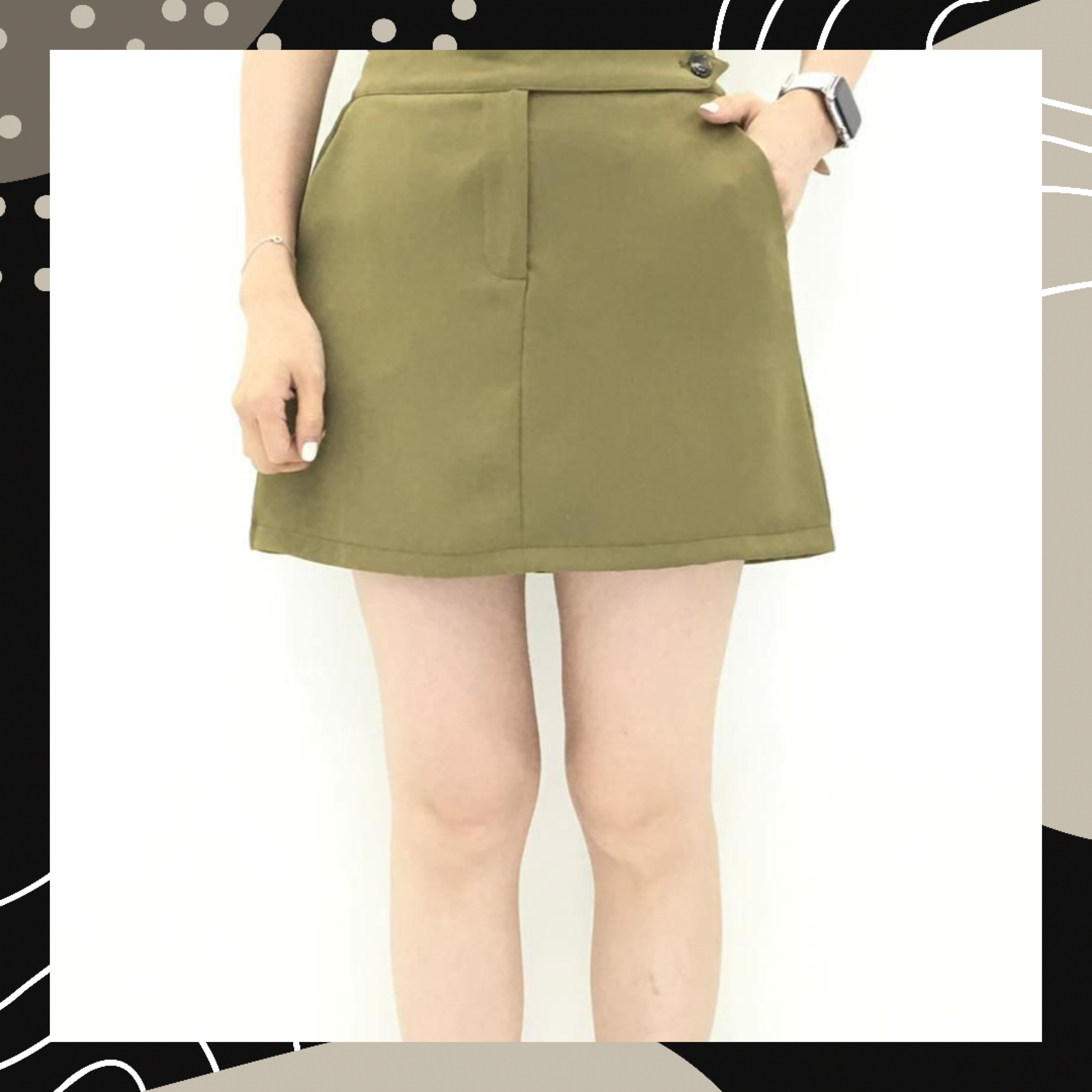 【BONNIE】後橡筋腰短裙褲