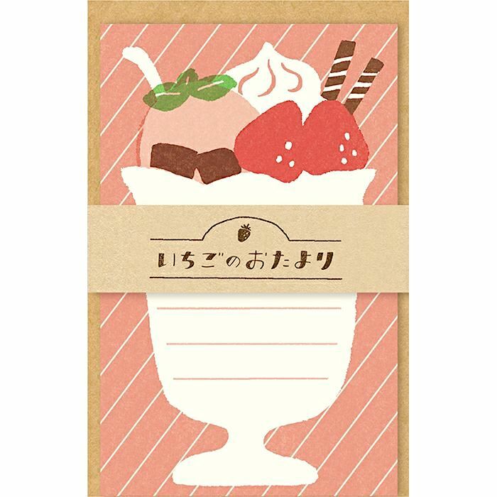 [Limited] Furukawashiko Mini Letter and Envelope Set－Strawberry Dessert Series (Japanese Stationery Brand)