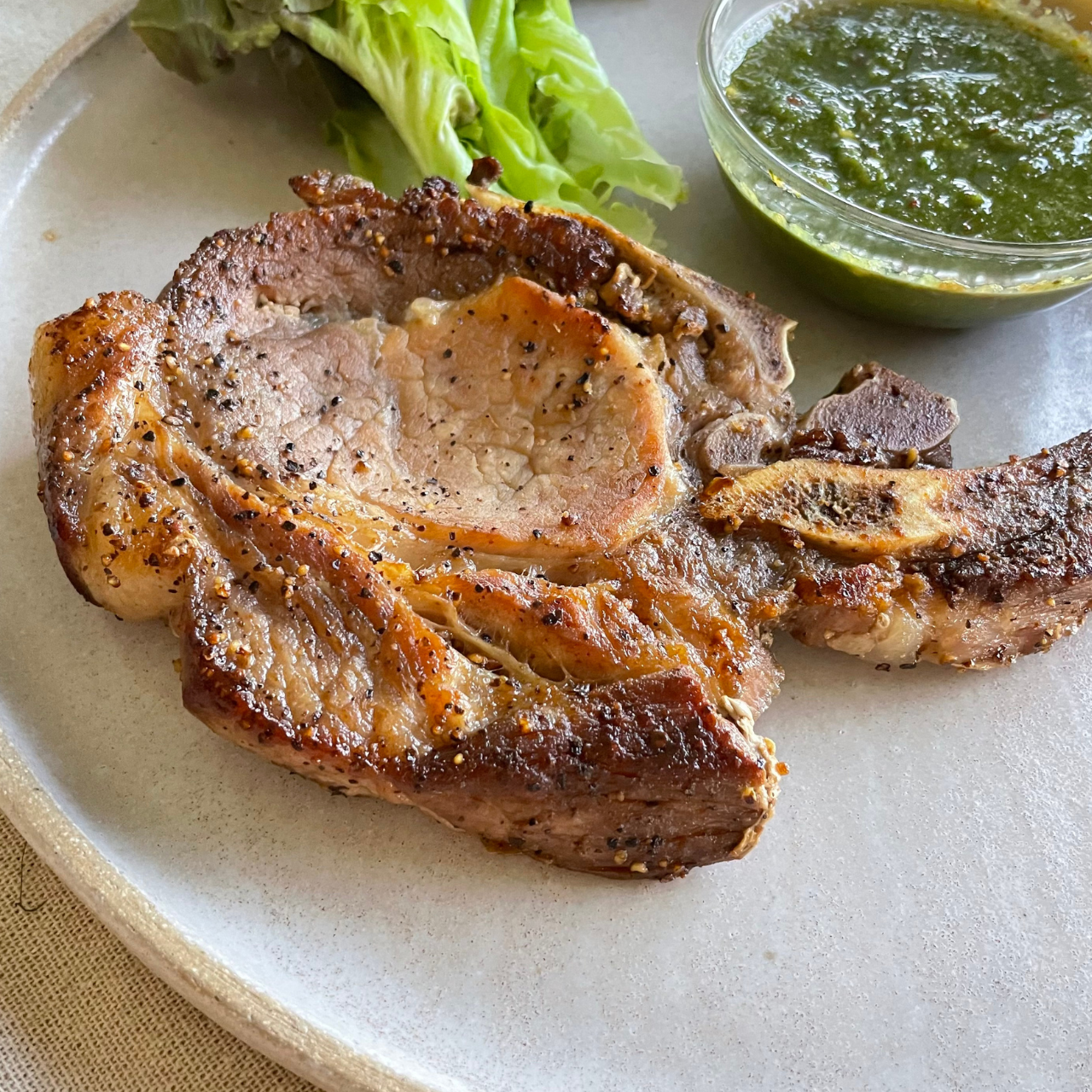 【戰斧豬梅花佐阿根廷奇米丘里辣醬】食譜食材箱