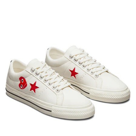 CDG x Converse One Star 黑 白 星星 紅愛心 帆布鞋 男女同款