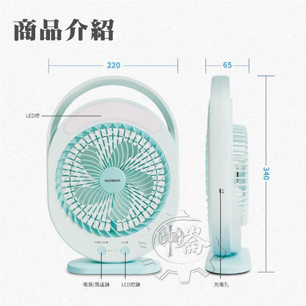 ＊中崙五金【附發票】旺德 WONDER USB充電 6吋 DC涼風扇 WH-FU28 電風扇 可邊充邊用