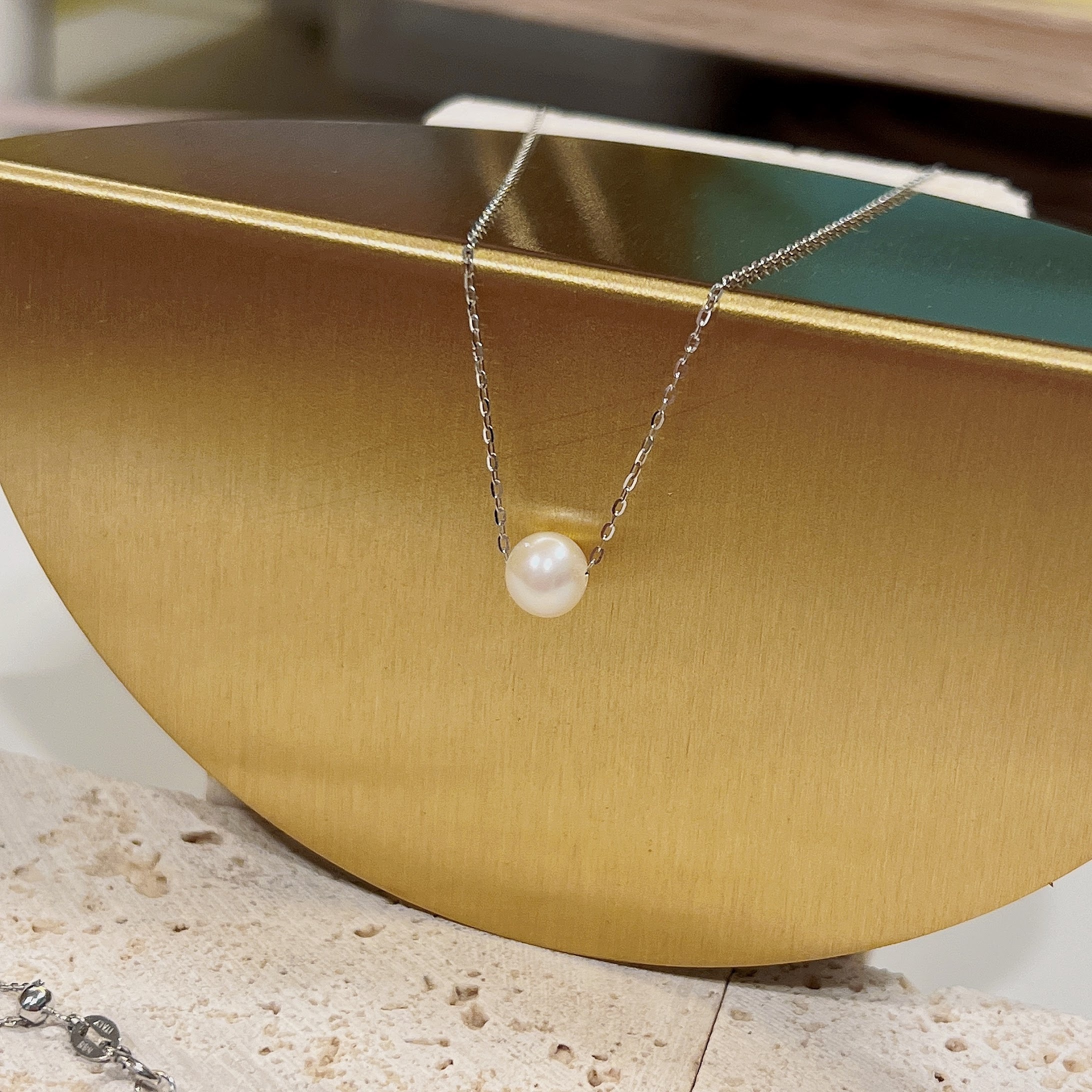 單顆珍珠項鍊-14k金款