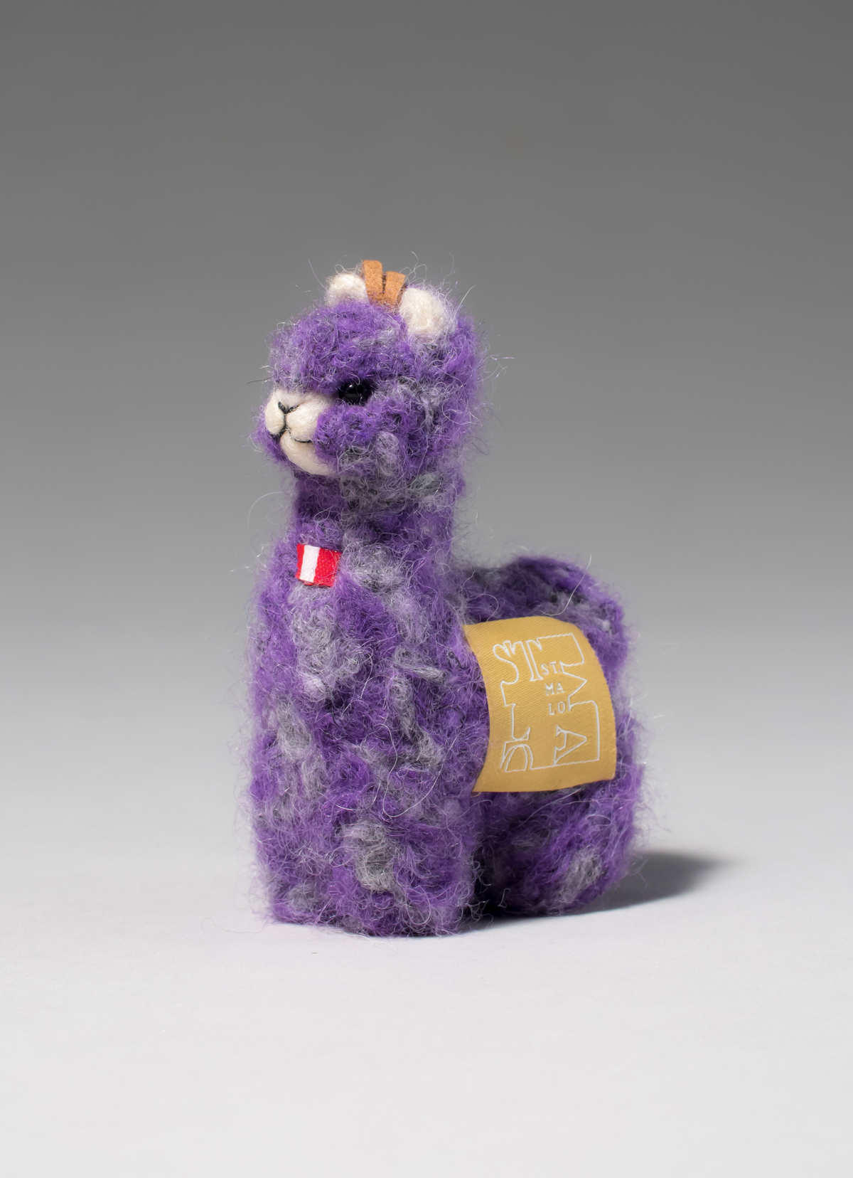 【秘魯國家館】ST.MALO 秘魯工匠手工針織彩色奶泡羊駝鑰匙圈-2213UH-10cm-芋泥奶泡（奶泡紋粗毛線）