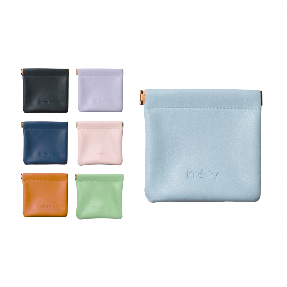 【Knocky原創】收納小物必備！PU皮質北歐風皮革收納袋 多功能彈片設計 AirPods/充電線材/充電頭