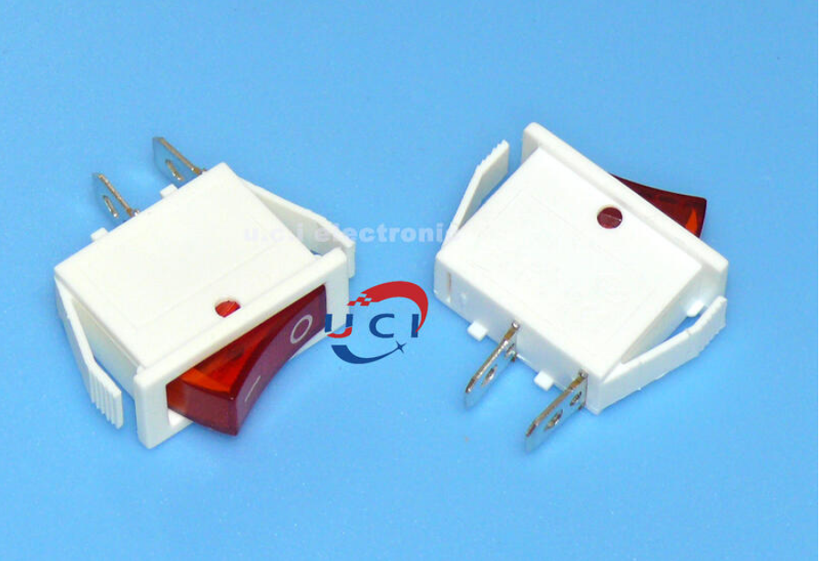 【UCI電子】(E-31)  白色開關 飲水機開關 2腳2檔 透明紅蓋 KCD3 飲水機電源開關15A/250V 20
