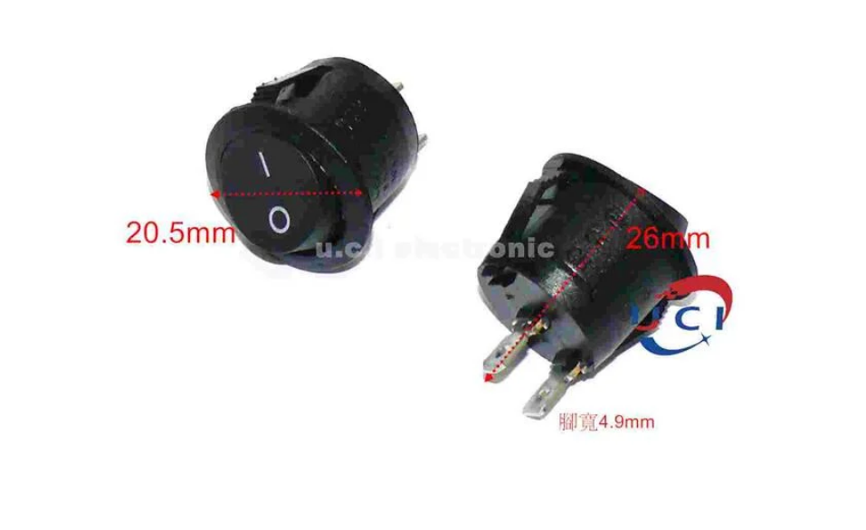 【UCI電子】(H-3)(二E-4) 圓形按鈕 2腳2檔 3腳3檔 船型開關KCD1-105小型電源開關 孔20mm