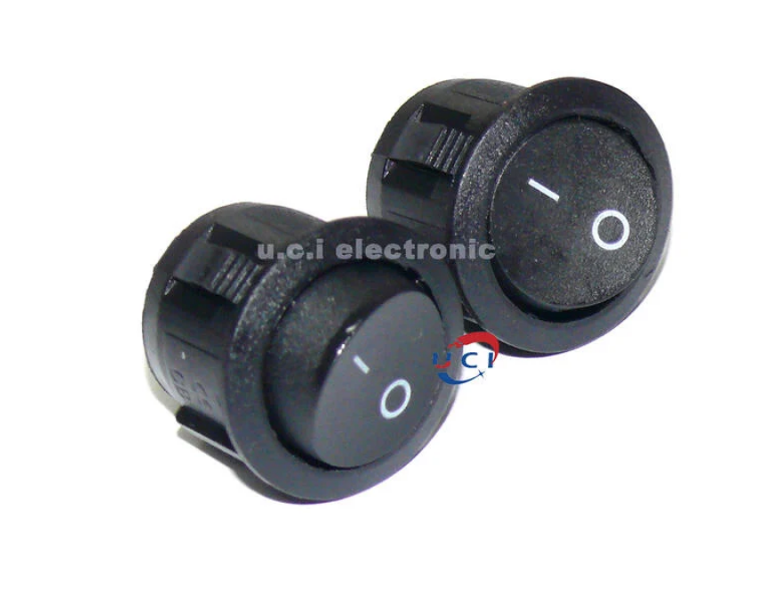 【UCI電子】(H-3)(二E-4) 圓形按鈕 2腳2檔 3腳3檔 船型開關KCD1-105小型電源開關 孔20mm