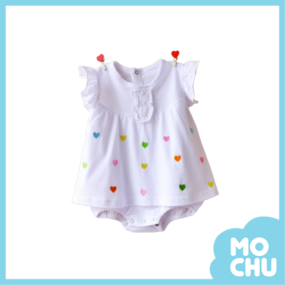 彩色愛心短袖包屁衣