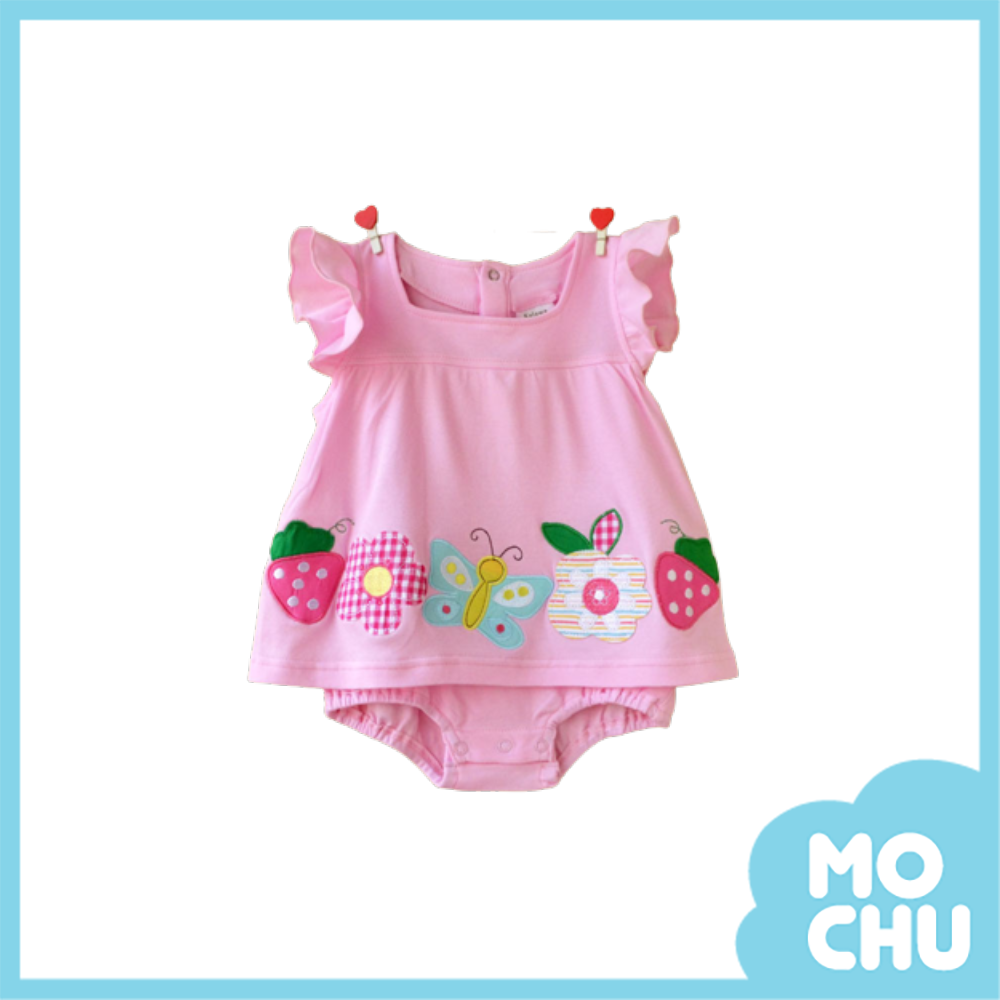 草莓蝴蝶短袖包屁衣