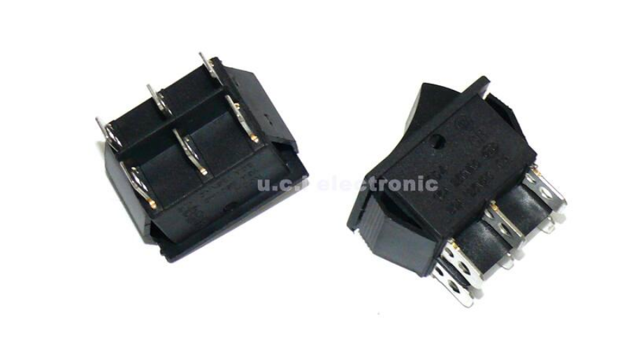 【UCI電子】(X-2) KCD4 兩段開關 船型開關15A/250V 20A/125V黑色6腳2檔 電暖爐開關