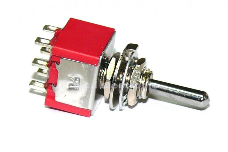 【UCI電子】(2-8) 紅色鈕子開關 MTS-223 雙邊重定自動回中 六腳三檔 復位開關 6腳3檔