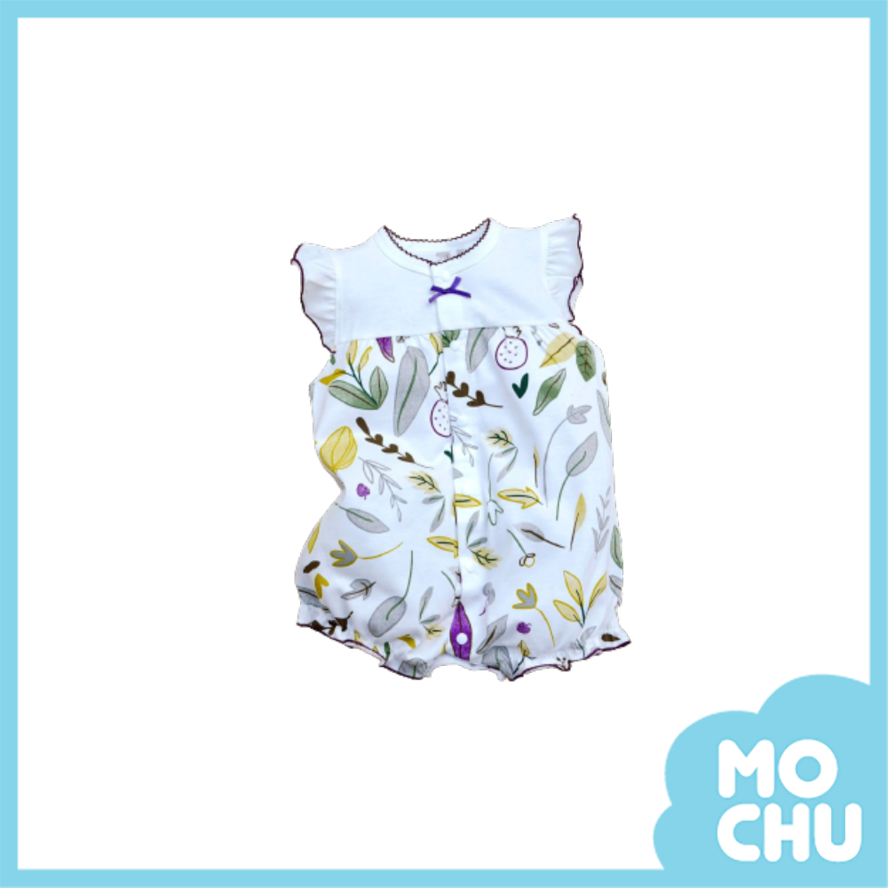 花邊綠葉短袖包屁衣