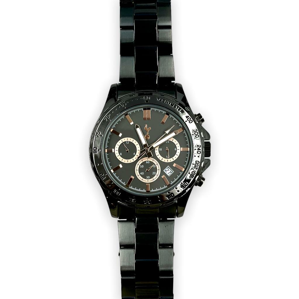 熱刺黑鋼色玫瑰金尊貴鋼帶手錶