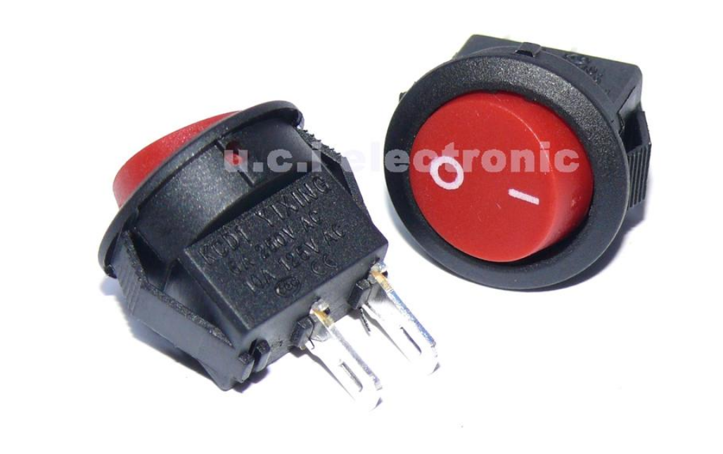 【UCI電子】(2-5) 3A圓形電源開關 KCD1 KCD11圓型開關 船型開關 2腳2檔 紅色 16.5*15mm