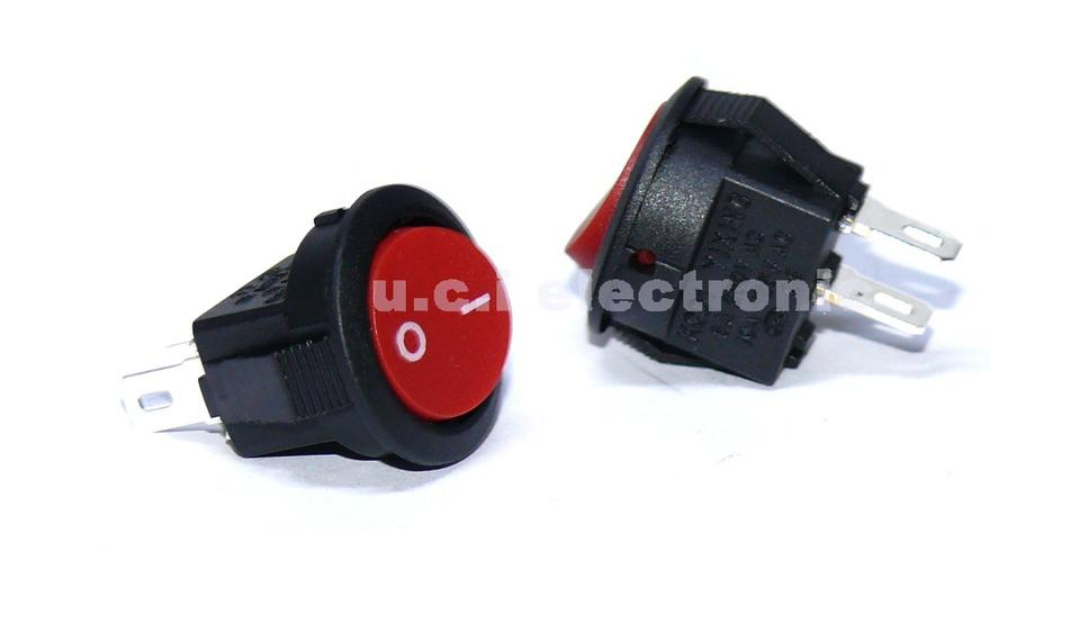 【UCI電子】(2-5) 3A圓形電源開關 KCD1 KCD11圓型開關 船型開關 2腳2檔 紅色 16.5*15mm
