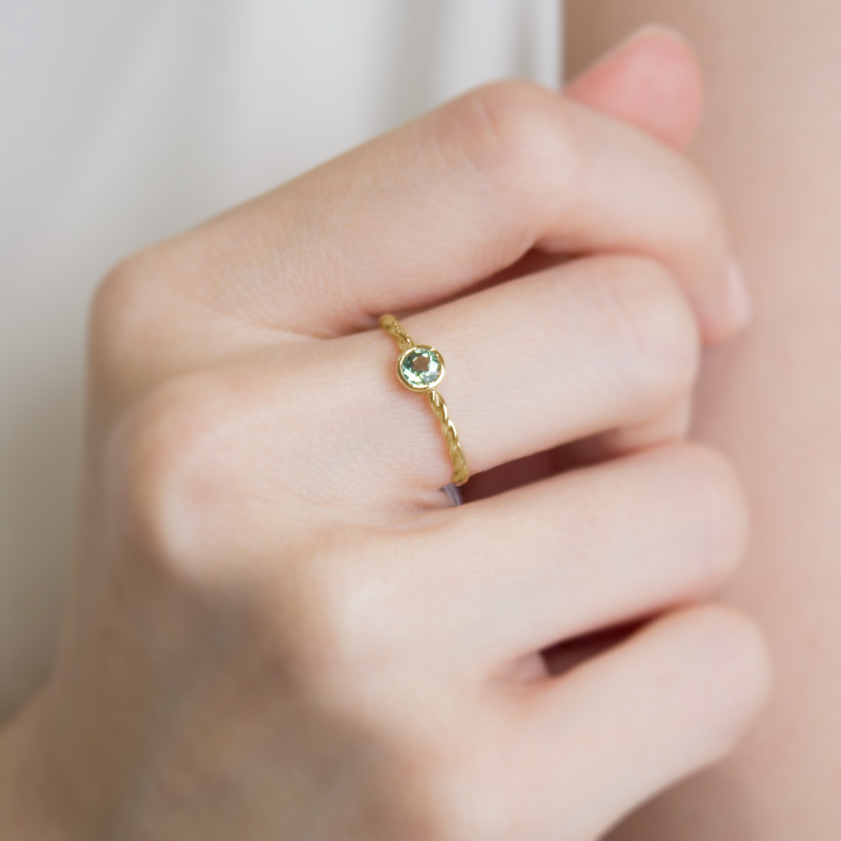 【現貨】正圓碧璽戒指 (綠色)