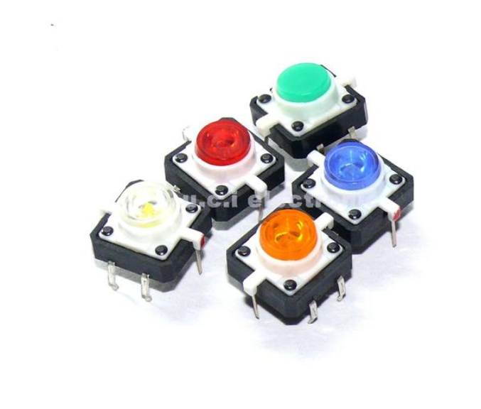 【UCI電子】(2-8) 12*12帶燈 紅黃藍綠白 高亮 12*12LED小型4腳 復位按鍵微動