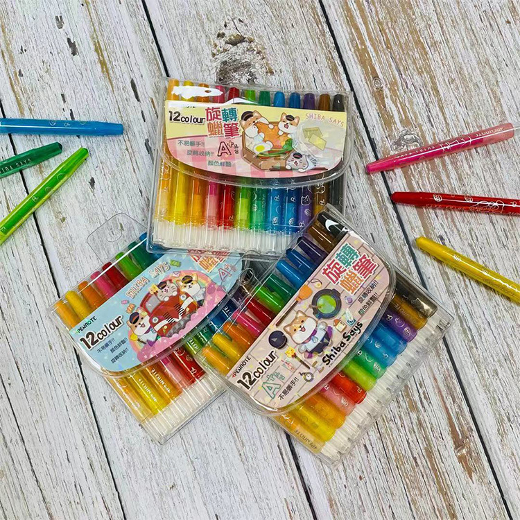 【PENROTE筆樂】柴語錄12色短桿旋轉蠟筆