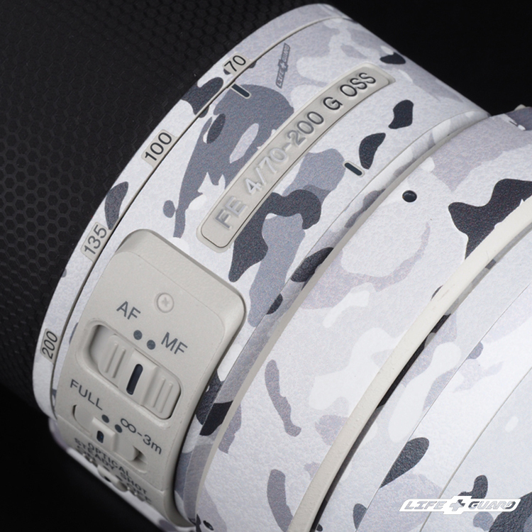 SONY FE 70-200mm F4 G OSS  (一代) 專機專屬鏡頭貼膜特寫，LIFE+GUARD IPRT 設計風格