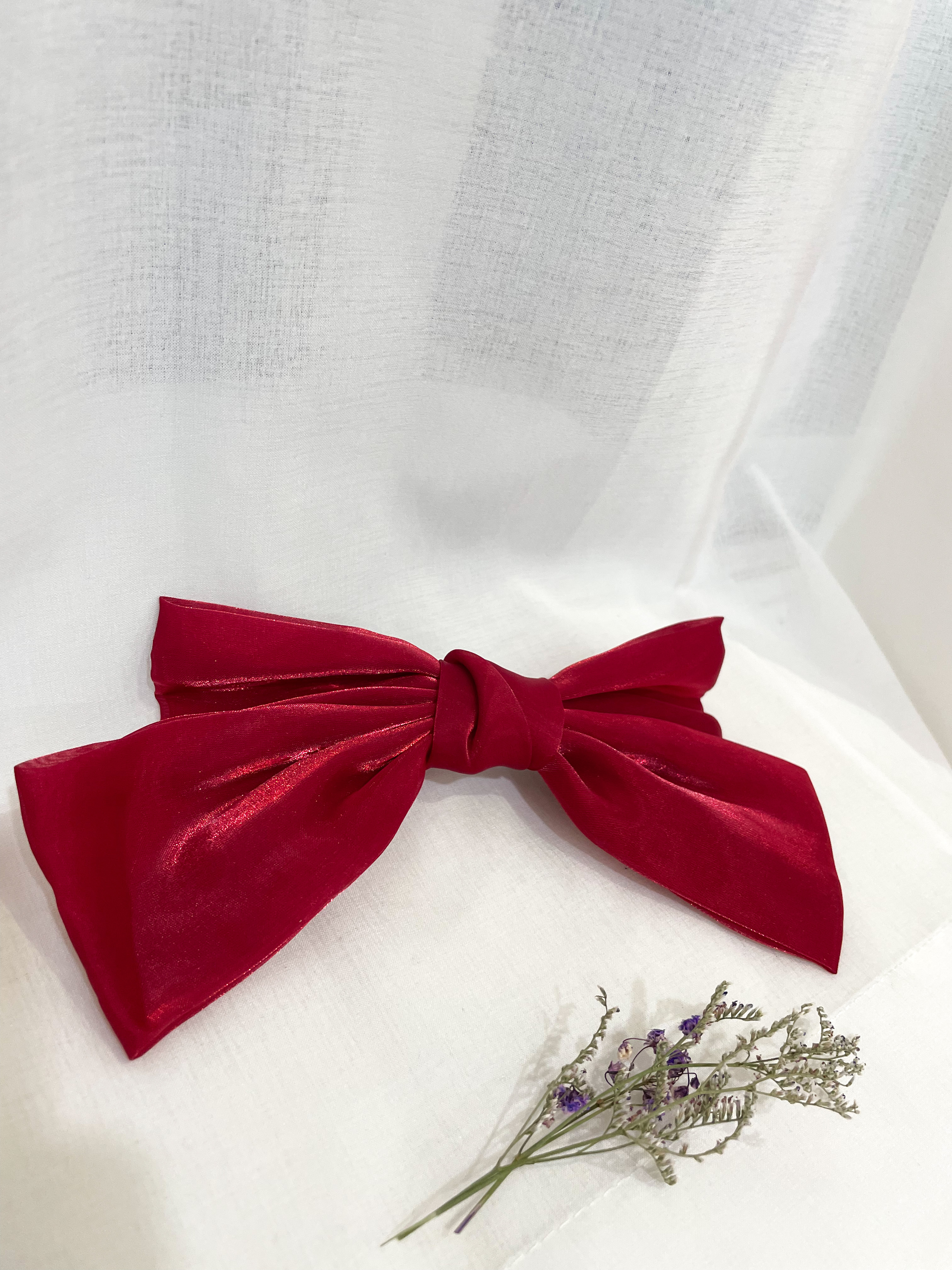 超美韓國緞面🎀彈簧蝴蝶結髮夾