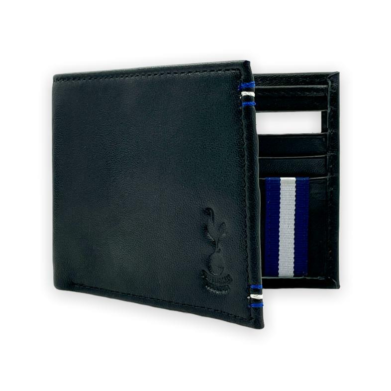 熱刺黑色白線設計皮革銀包