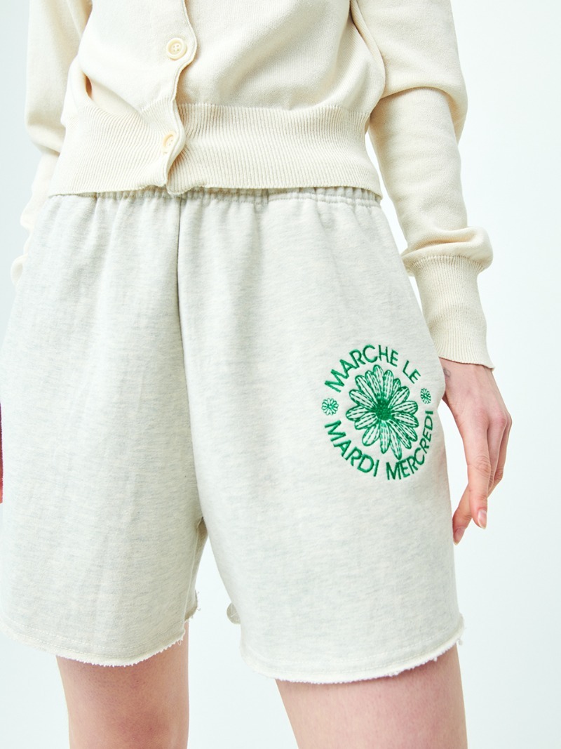 Mardi Mercredi SWEAT SHORTS MARCHE EMBLEM NEEDLEWORK