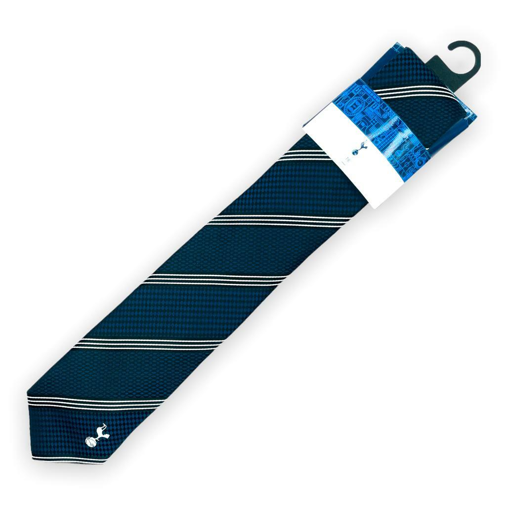 熱刺深藍色白斜紋領帶