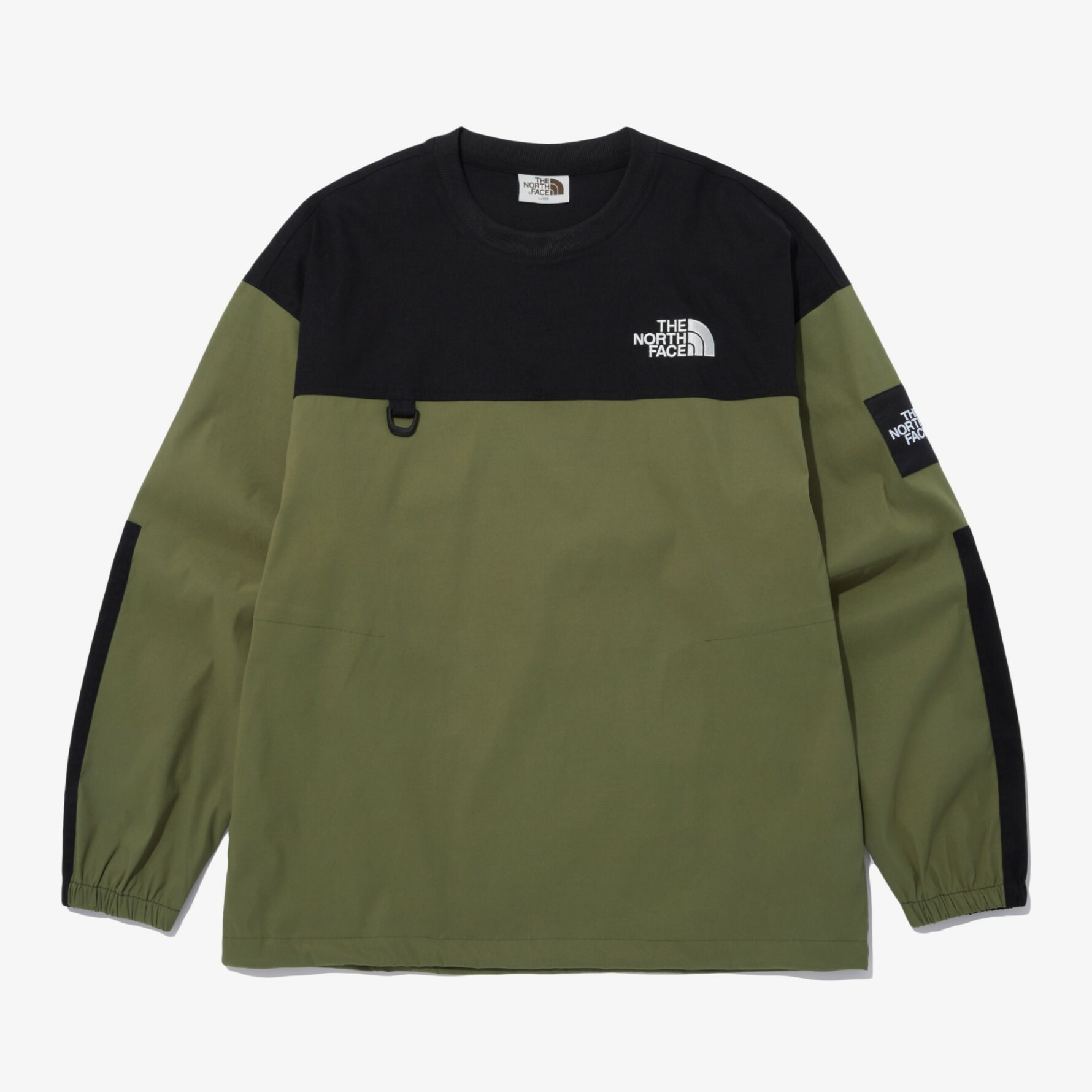 THE NORTH FACE 白標 ALBANY CREWNECK 輕量 尼龍 大學T 軍綠黑 NM5MN53L