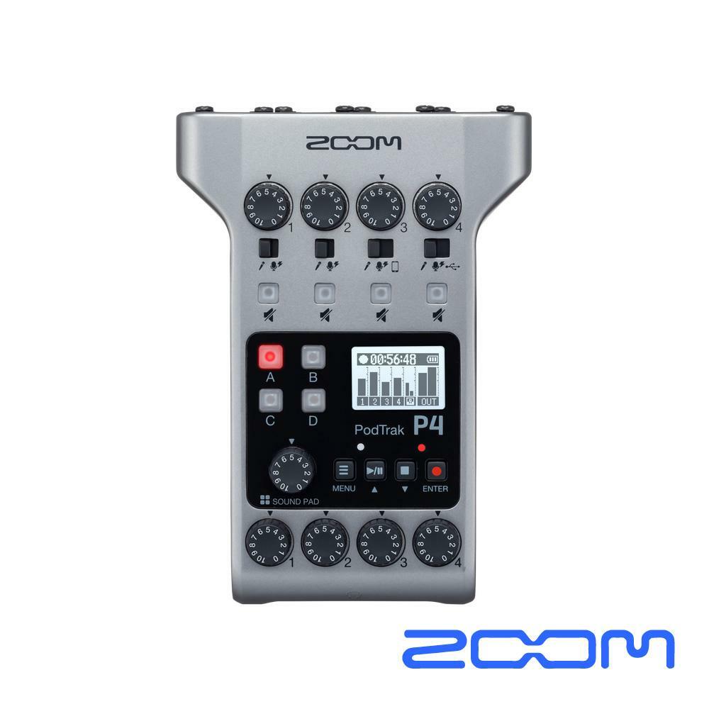 Zoom PodTrak P4 攜帶型 Podcast 錄音介面