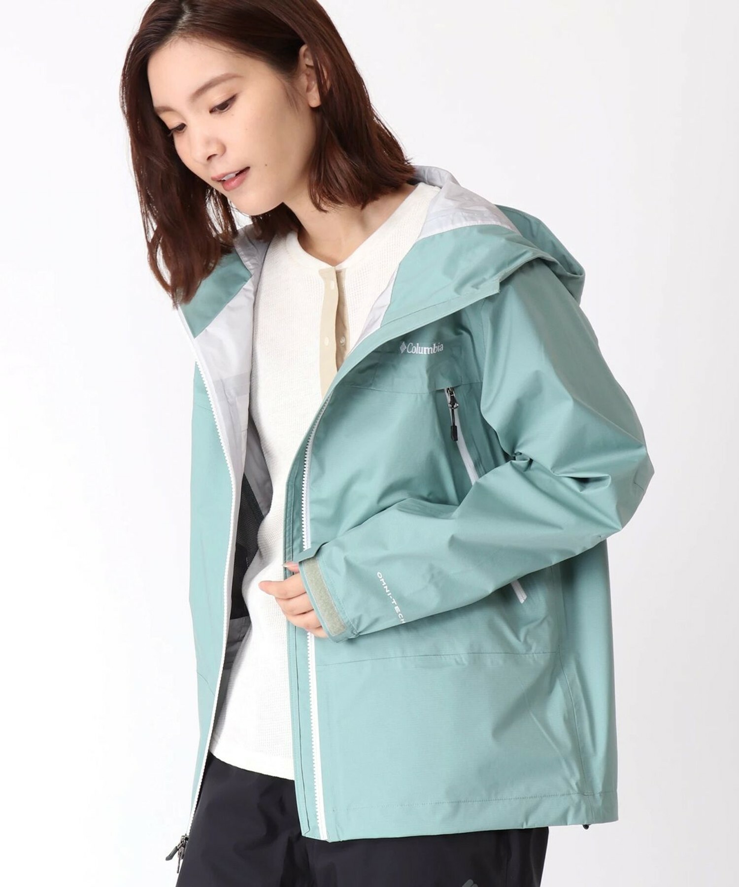 COLUMBIA 哥倫比亞 夾克 風衣 外套 防水 透氣 女 淺綠色