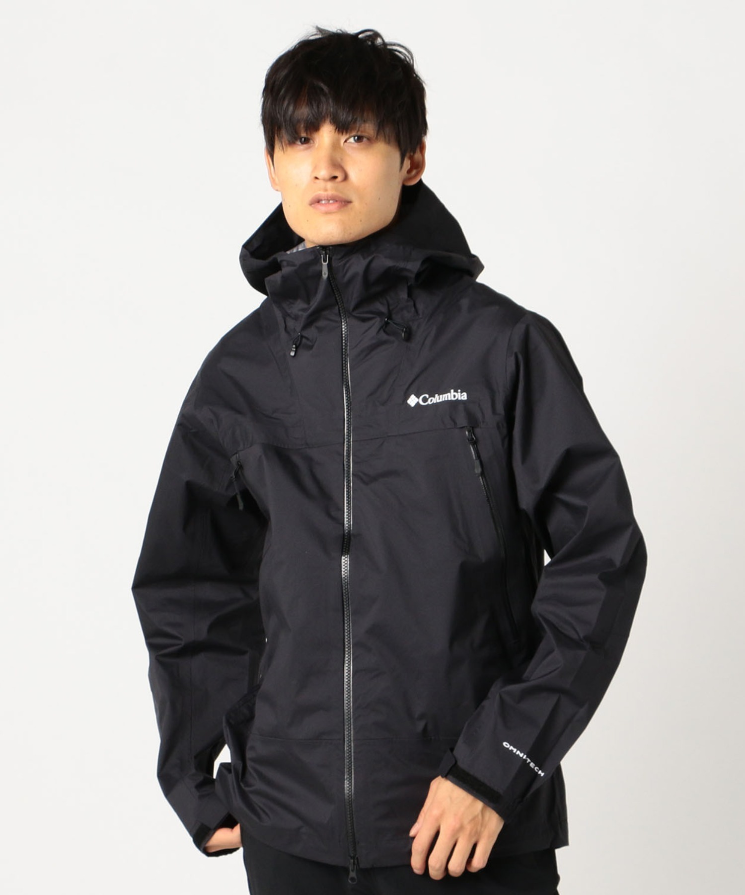 COLUMBIA 哥倫比亞 LOGO 夾克 風衣 外套 防水 透氣 男 黑色
