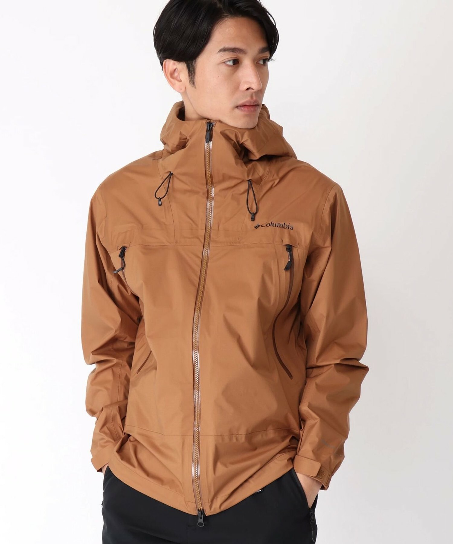 COLUMBIA 哥倫比亞 LOGO 夾克 風衣 外套 防水 透氣 男 棕色