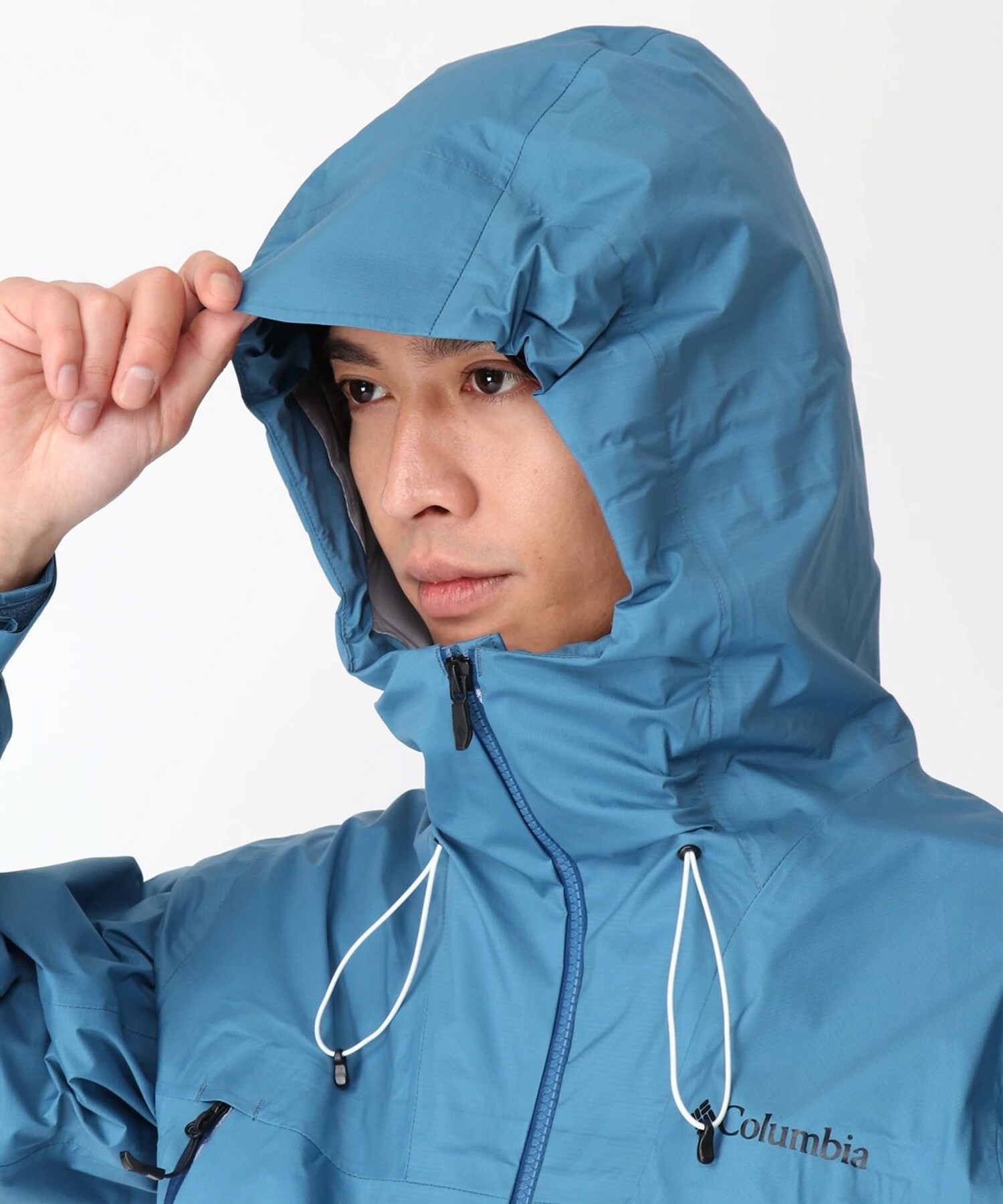 COLUMBIA 哥倫比亞 LOGO 夾克 風衣 外套 防水 透氣 男 藍色