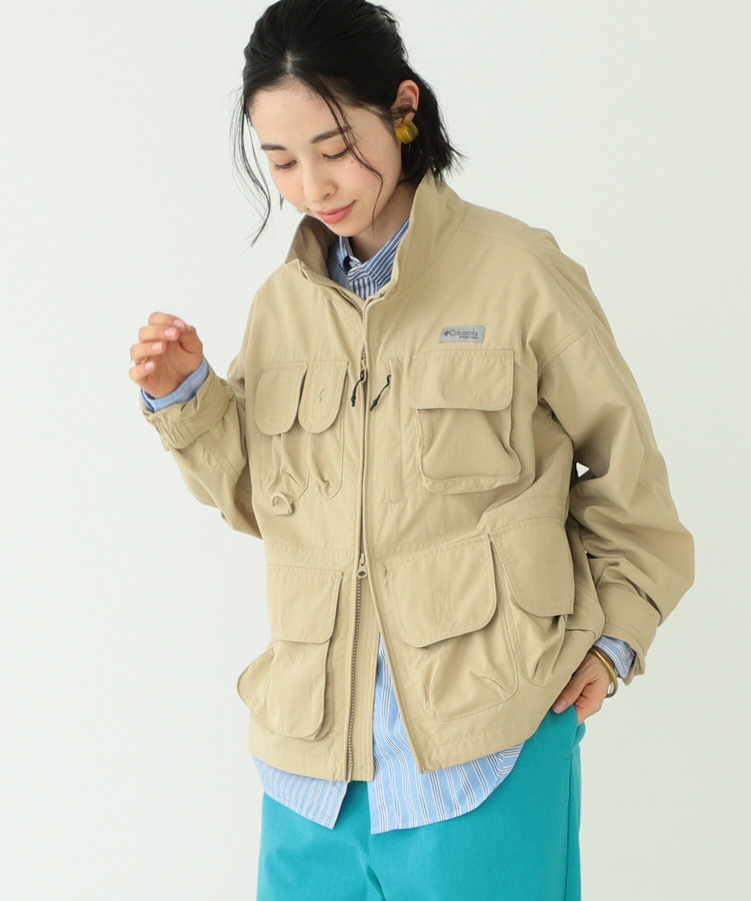 Columbia × BEAMS 哥倫比亞 PFG 釣魚夾克 外套 風衣 女 淺褐色