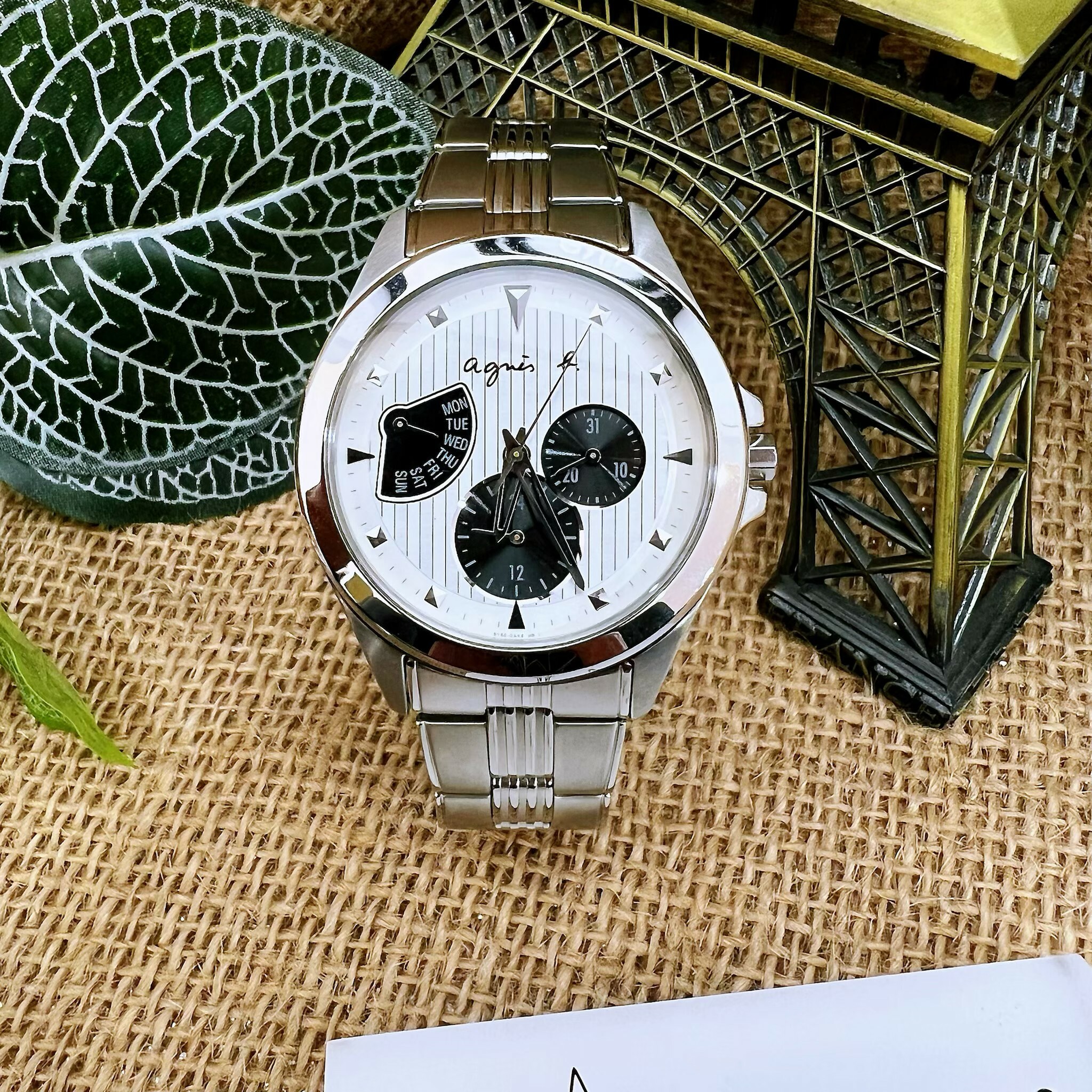 【agnès b.】三眼扇形質感腕錶 5Y66-0AE0S 40mm 現代鐘錶