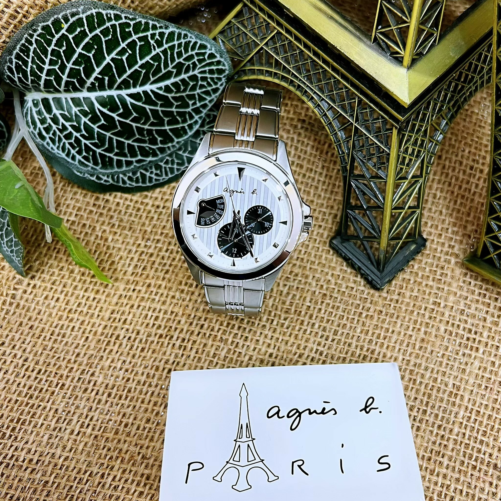 【agnès b.】三眼扇形質感腕錶 5Y66-0AE0S 40mm 現代鐘錶