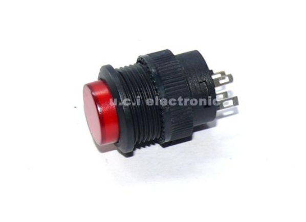 【UCI電子】(H-2) 紅色 R16-503AD 帶燈自鎖開關按鈕開關 圓形16MM 3A 250V