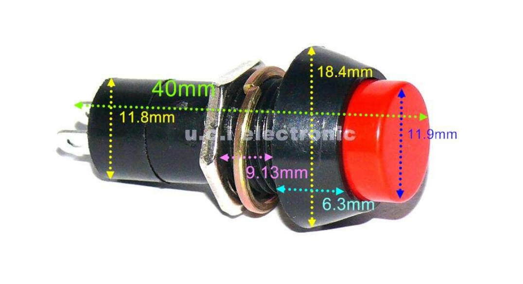 【UCI電子】(2-4) 紅色 PBS-11B 無鎖按鈕開關 PBS-305B 常開按鈕 12MM按鈕開關復位