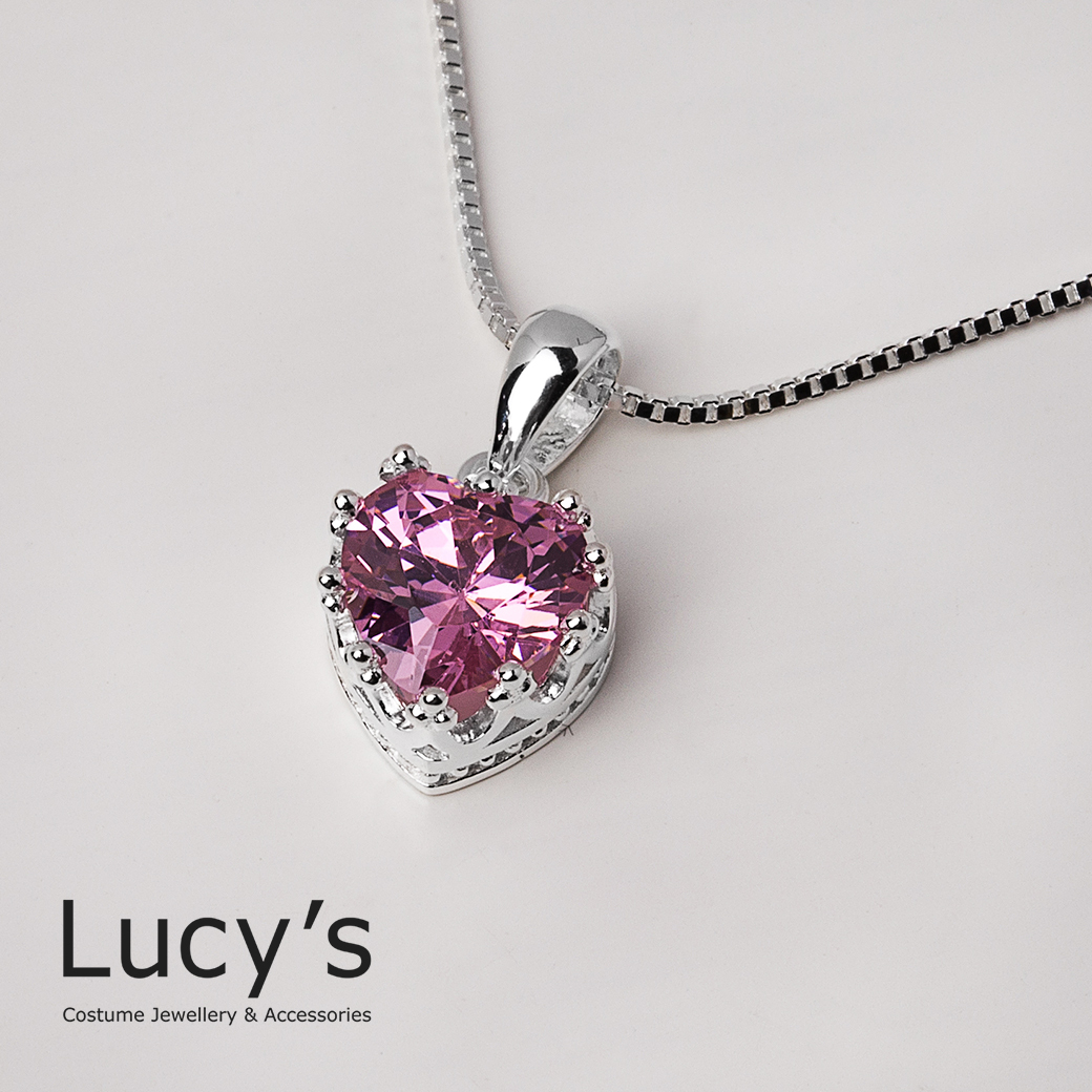 925純銀 愛心鋯石 項鍊 (二色) (18524/100965)