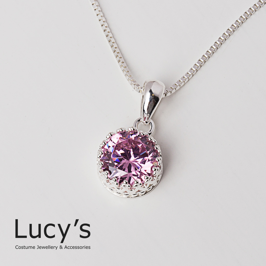 925純銀 圓形鋯石 項鍊 (二色) (18527/100966)