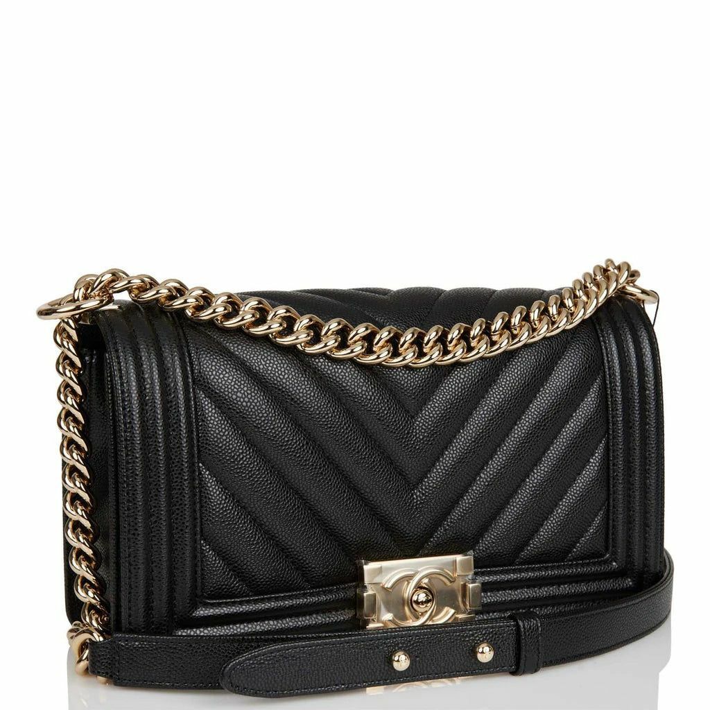 CHANEL BOY CLASSIC CAVIAR MEDIUM CHEVRON