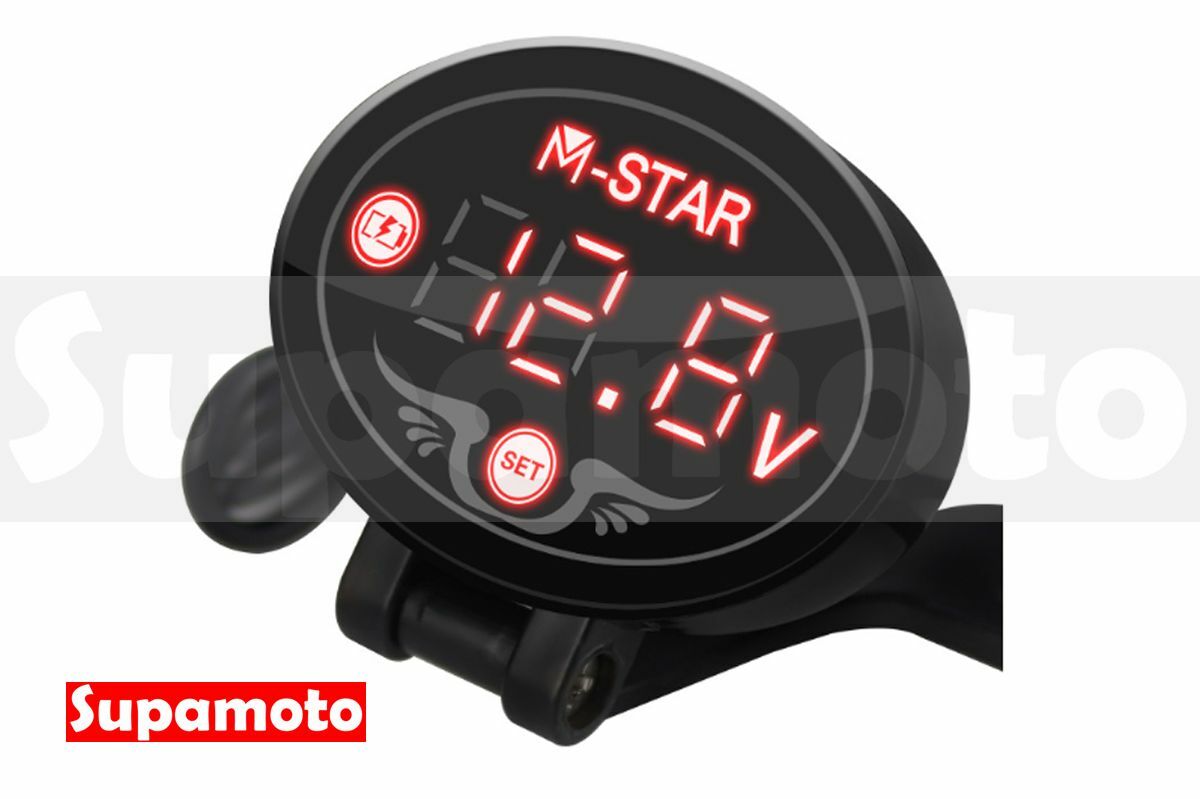 -Supamoto- 電壓錶 F款 LED 通用 改裝 防水 防震 電壓 12V 檔車 重機 後照鏡
