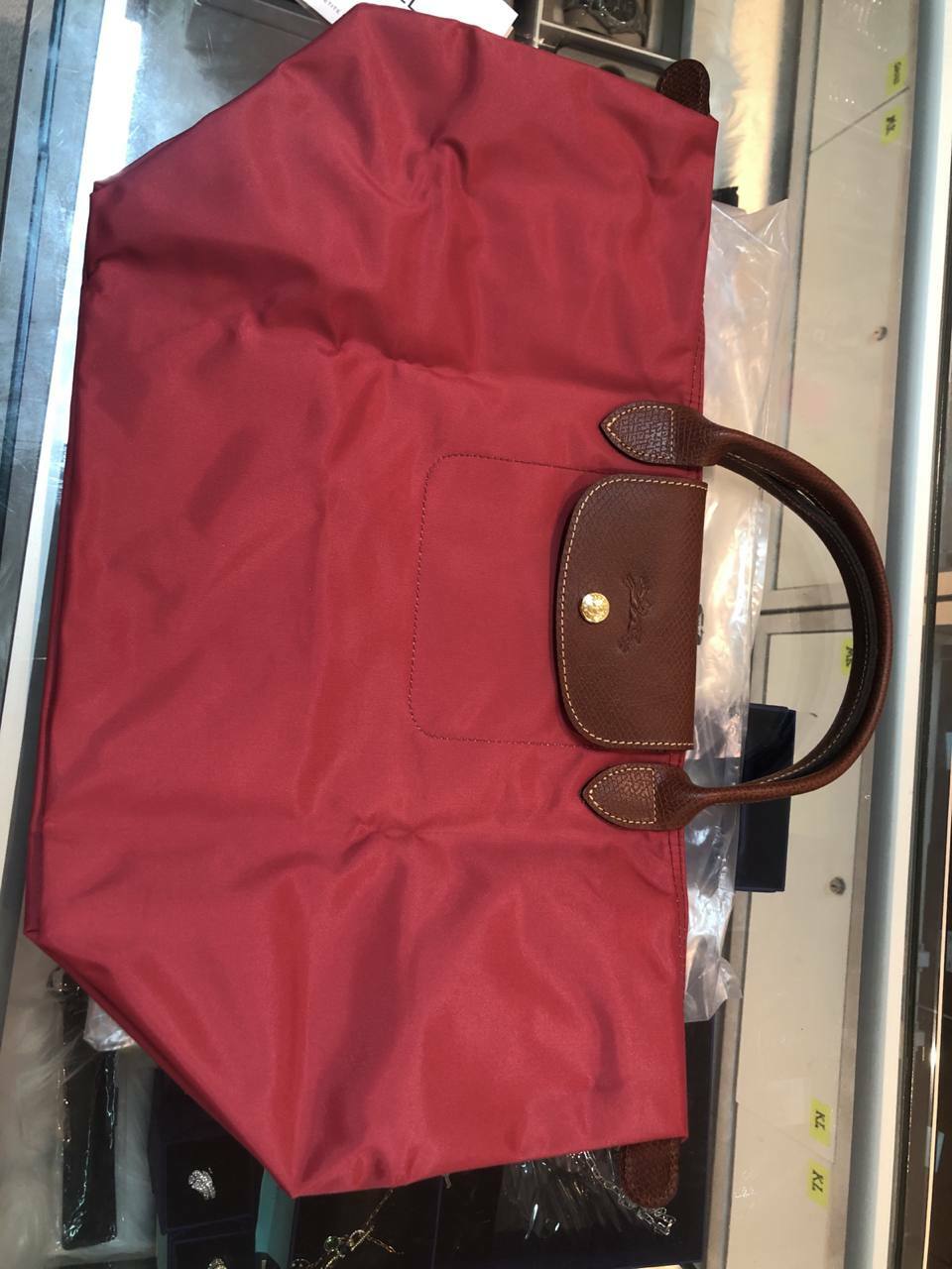 [S] LONGCHAMP LE PLIAGE MEDIUM TOP HANDLE BAG,RED, SLC63 (SLC63)