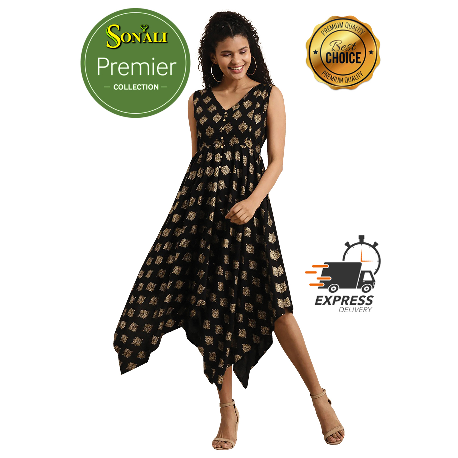 Sonali Premier Quality Ladies Black Gown PRC0622