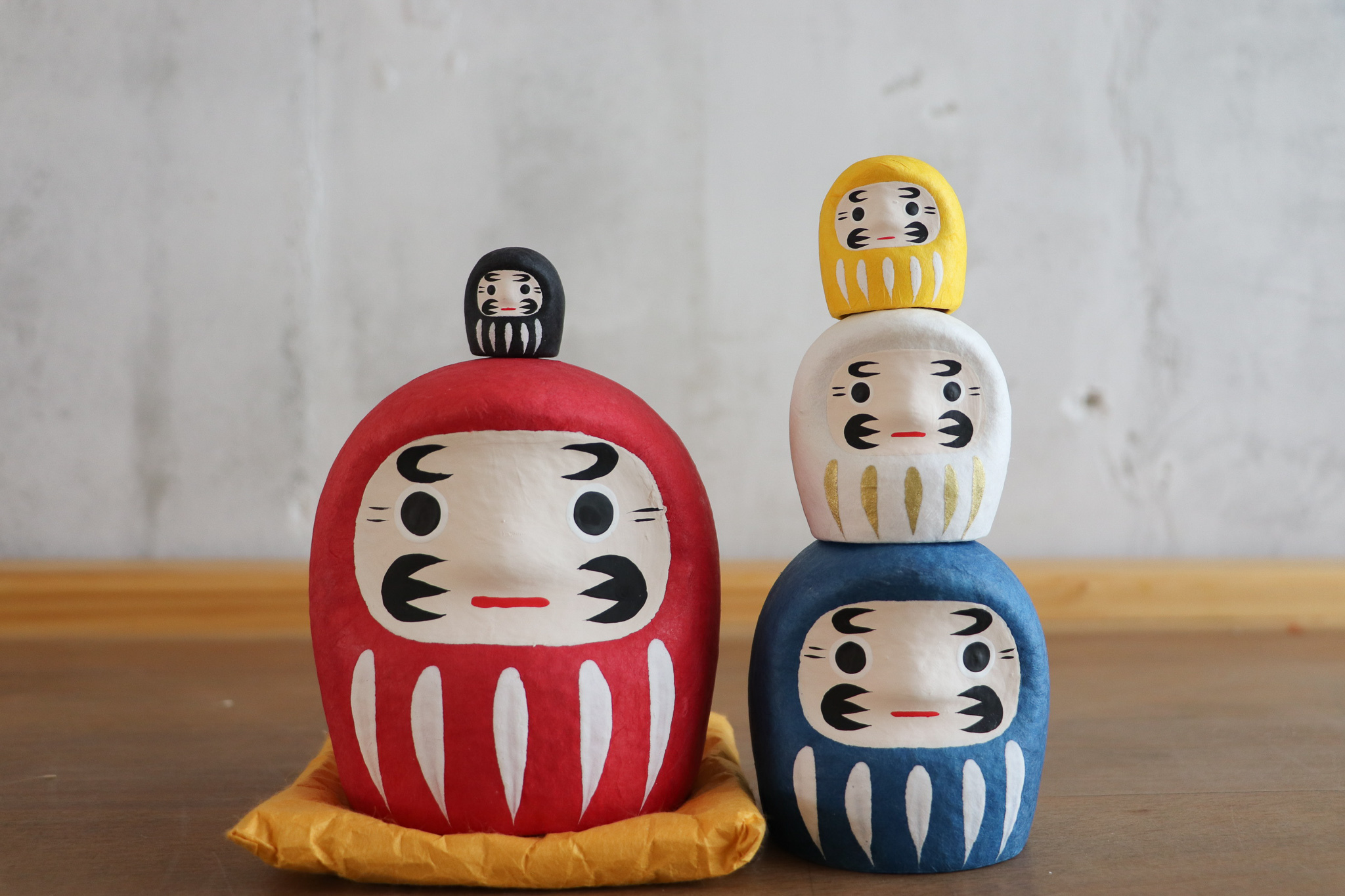 日本 俄羅斯娃娃系 五色達摩 和紙擺飾