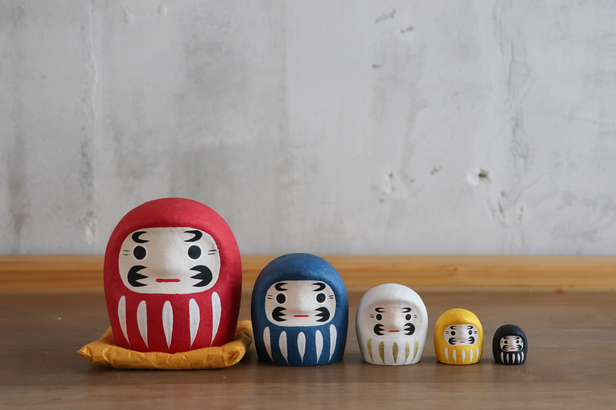 日本 俄羅斯娃娃系 五色達摩 和紙擺飾