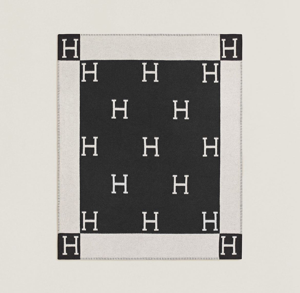 Hermes Avalon throw blanket Écru / Gris Foncé 毛毯